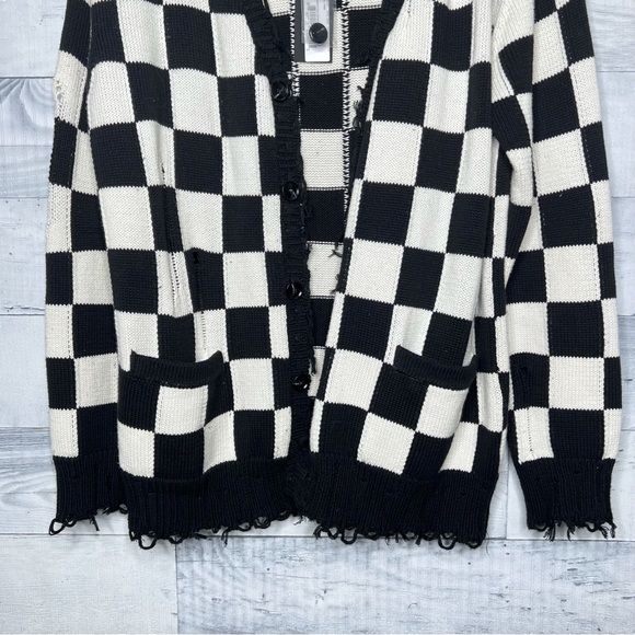 ❌SOLD❌R13 Distressed Edge Checkered Cardigan - Picture 3 of 9